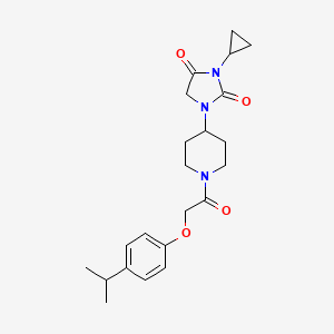 molecular formula C22H29N3O4 B2528792 3-Cyclopropyl-1-(1-{2-[4-(propan-2-yl)phenoxy]acetyl}piperidin-4-yl)imidazolidine-2,4-dione CAS No. 2097926-18-4
