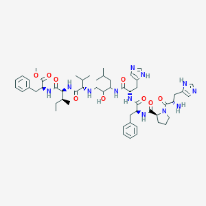 methyl (2S)-2-[[(2S,3S)-2-[[(2S)-2-[[3-[[(2S)-2-[[(2S)-2-[[(2S)-1-[(2S)-2-amino-3-(1H-imidazol-5-yl)propanoyl]pyrrolidine-2-carbonyl]amino]-3-phenylpropanoyl]amino]-3-(1H-imidazol-5-yl)propanoyl]amino]-2-hydroxy-5-methylhexyl]amino]-3-methylbutanoyl]amino]-3-methylpentanoyl]amino]-3-phenylpropanoate