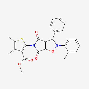 molecular formula C26H24N2O5S B2528802 methyl 4,5-dimethyl-2-[2-(2-methylphenyl)-4,6-dioxo-3-phenyl-hexahydro-2H-pyrrolo[3,4-d][1,2]oxazol-5-yl]thiophene-3-carboxylate CAS No. 1005052-71-0