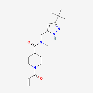 B2528820 N-[(3-Tert-butyl-1H-pyrazol-5-yl)methyl]-N-methyl-1-prop-2-enoylpiperidine-4-carboxamide CAS No. 2361662-57-7
