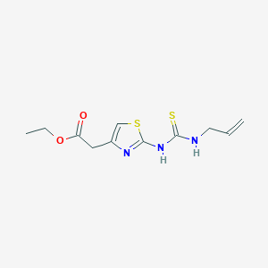 molecular formula C11H15N3O2S2 B2528861 ETHYL 2-(2-{[(PROP-2-EN-1-YL)CARBAMOTHIOYL]AMINO}-1,3-THIAZOL-4-YL)ACETATE CAS No. 881446-33-9