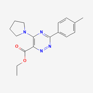 molecular formula C17H20N4O2 B2528919 Ethyl 3-(4-methylphenyl)-5-(1-pyrrolidinyl)-1,2,4-triazine-6-carboxylate CAS No. 866051-69-6