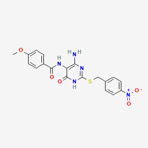 N-(4-amino-2-((4-nitrobenzyl)thio)-6-oxo-1,6-dihydropyrimidin-5-yl)-4-methoxybenzamide