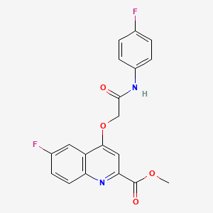 molecular formula C19H14F2N2O4 B2528972 Methyl 6-fluoro-4-{[(4-fluorophenyl)carbamoyl]methoxy}quinoline-2-carboxylate CAS No. 1359393-44-4