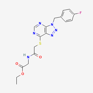 molecular formula C17H17FN6O3S B2528984 ethyl 2-[2-({3-[(4-fluorophenyl)methyl]-3H-[1,2,3]triazolo[4,5-d]pyrimidin-7-yl}sulfanyl)acetamido]acetate CAS No. 863457-98-1