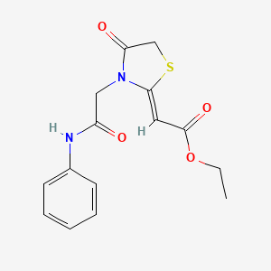 molecular formula C15H16N2O4S B2529015 ethyl 2-{4-oxo-3-[(phenylcarbamoyl)methyl]-1,3-thiazolidin-2-ylidene}acetate CAS No. 735335-60-1