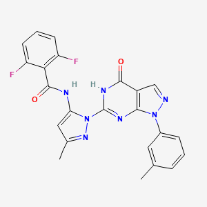 2,6-difluoro-N-(3-methyl-1-(4-oxo-1-(m-tolyl)-4,5-dihydro-1H-pyrazolo[3,4-d]pyrimidin-6-yl)-1H-pyrazol-5-yl)benzamide