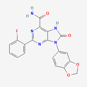 9-(1,3-benzodioxol-5-yl)-2-(2-fluorophenyl)-8-oxo-7H-purine-6-carboxamide