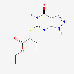molecular formula C11H14N4O3S B2529109 ethyl 2-((4-oxo-4,5-dihydro-1H-pyrazolo[3,4-d]pyrimidin-6-yl)thio)butanoate CAS No. 877630-51-8