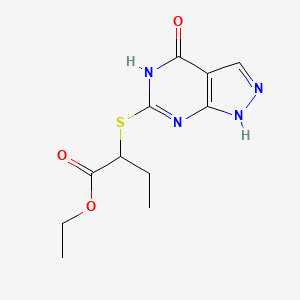 ethyl 2-((4-oxo-4,5-dihydro-1H-pyrazolo[3,4-d]pyrimidin-6-yl)thio)butanoate