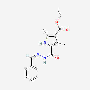molecular formula C17H19N3O3 B2529137 ethyl 2,4-dimethyl-5-{N'-[(1Z)-phenylmethylidene]hydrazinecarbonyl}-1H-pyrrole-3-carboxylate CAS No. 865615-04-9
