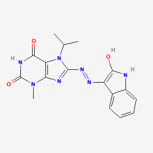 (E)-7-isopropyl-3-methyl-8-(2-(2-oxoindolin-3-ylidene)hydrazinyl)-1H-purine-2,6(3H,7H)-dione