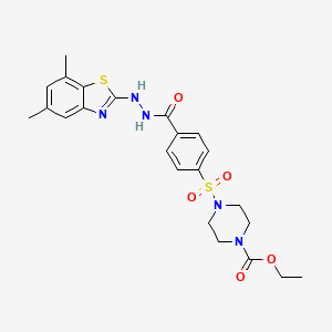 Ethyl 4-((4-(2-(5,7-dimethylbenzo[d]thiazol-2-yl)hydrazinecarbonyl)phenyl)sulfonyl)piperazine-1-carboxylate