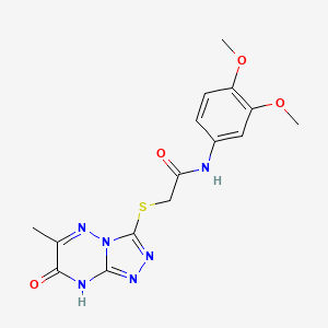 molecular formula C15H16N6O4S B2529153 N-(3,4-dimethoxyphenyl)-2-({6-methyl-7-oxo-7H,8H-[1,2,4]triazolo[4,3-b][1,2,4]triazin-3-yl}sulfanyl)acetamide CAS No. 898488-64-7