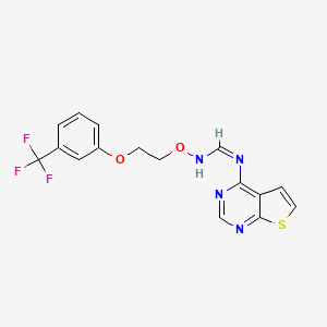 molecular formula C16H13F3N4O2S B2529168 N'-thieno[2,3-d]pyrimidin-4-yl-N-[2-[3-(trifluoromethyl)phenoxy]ethoxy]methanimidamide CAS No. 477846-31-4