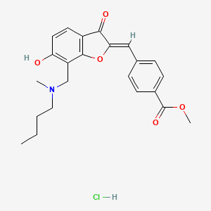 molecular formula C23H26ClNO5 B2529180 (Z)-methyl 4-((7-((butyl(methyl)amino)methyl)-6-hydroxy-3-oxobenzofuran-2(3H)-ylidene)methyl)benzoate hydrochloride CAS No. 1287695-95-7