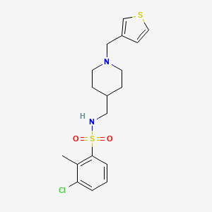 molecular formula C18H23ClN2O2S2 B2529181 3-chloro-2-methyl-N-((1-(thiophen-3-ylmethyl)piperidin-4-yl)methyl)benzenesulfonamide CAS No. 1235333-68-2