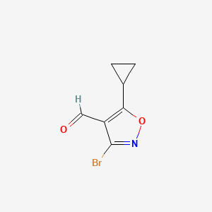 molecular formula C7H6BrNO2 B2529182 3-Bromo-5-cyclopropyl-1,2-oxazole-4-carbaldehyde CAS No. 1781713-07-2