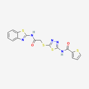 molecular formula C16H11N5O2S4 B2529187 N-(5-((2-(benzo[d]thiazol-2-ylamino)-2-oxoethyl)thio)-1,3,4-thiadiazol-2-yl)thiophene-2-carboxamide CAS No. 389073-55-6