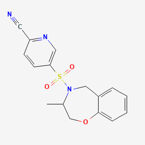 molecular formula C16H15N3O3S B2529190 5-[(3-Methyl-3,5-dihydro-2H-1,4-benzoxazepin-4-yl)sulfonyl]pyridine-2-carbonitrile CAS No. 2224028-01-5