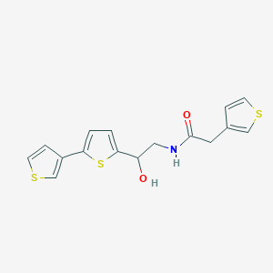 molecular formula C16H15NO2S3 B2529198 N-[2-Hydroxy-2-(5-thiophen-3-ylthiophen-2-yl)ethyl]-2-thiophen-3-ylacetamide CAS No. 2309590-56-3