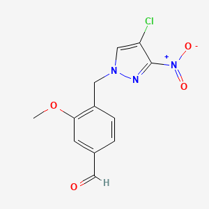 4-[(4-chloro-3-nitro-1H-pyrazol-1-yl)methyl]-3-methoxybenzaldehyde