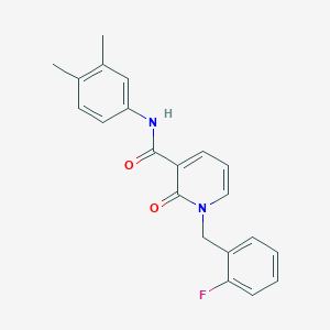 molecular formula C21H19FN2O2 B2529214 N-(3,4-dimethylphenyl)-1-[(2-fluorophenyl)methyl]-2-oxo-1,2-dihydropyridine-3-carboxamide CAS No. 946254-72-4