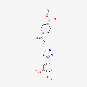 molecular formula C19H24N4O6S B2529224 ETHYL 4-(2-{[5-(3,4-DIMETHOXYPHENYL)-1,3,4-OXADIAZOL-2-YL]SULFANYL}ACETYL)PIPERAZINE-1-CARBOXYLATE CAS No. 850937-28-9