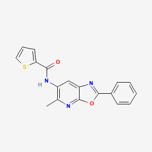 molecular formula C18H13N3O2S B2529249 N-(5-甲基-2-苯基恶唑并[5,4-b]吡啶-6-基)噻吩-2-甲酰胺 CAS No. 2034317-21-8