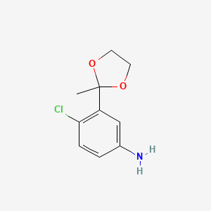 molecular formula C10H12ClNO2 B2529252 4-Chloro-3-(2-methyl-1,3-dioxolan-2-yl)aniline CAS No. 2061349-84-4