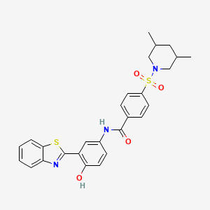 molecular formula C27H27N3O4S2 B2529255 N-(3-(benzo[d]thiazol-2-yl)-4-hydroxyphenyl)-4-((3,5-dimethylpiperidin-1-yl)sulfonyl)benzamide CAS No. 361479-34-7