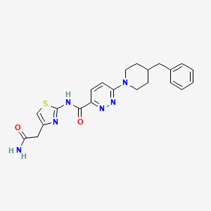 molecular formula C22H24N6O2S B2529257 N-(4-(2-氨基-2-氧代乙基)噻唑-2-基)-6-(4-苄基哌啶-1-基)吡哒嗪-3-甲酰胺 CAS No. 1421532-45-7