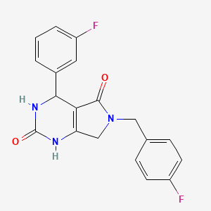 molecular formula C19H15F2N3O2 B2529260 6-(4-fluorobenzyl)-4-(3-fluorophenyl)-3,4,6,7-tetrahydro-1H-pyrrolo[3,4-d]pyrimidine-2,5-dione CAS No. 946325-10-6