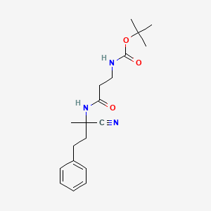 molecular formula C19H27N3O3 B2529271 tert-butyl N-{2-[(1-cyano-1-methyl-3-phenylpropyl)carbamoyl]ethyl}carbamate CAS No. 1333809-05-4