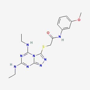 2-[[5,7-bis(ethylamino)-[1,2,4]triazolo[4,3-a][1,3,5]triazin-3-yl]sulfanyl]-N-(3-methoxyphenyl)acetamide