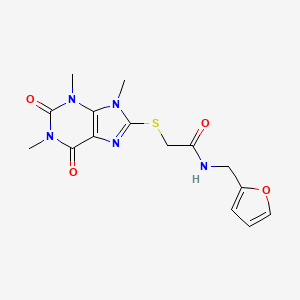 N-(furan-2-ylmethyl)-2-(1,3,9-trimethyl-2,6-dioxopurin-8-yl)sulfanylacetamide