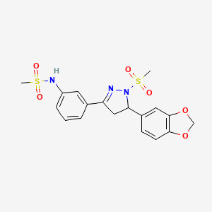 N-[3-[3-(1,3-benzodioxol-5-yl)-2-methylsulfonyl-3,4-dihydropyrazol-5-yl]phenyl]methanesulfonamide