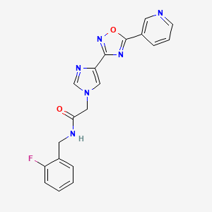 molecular formula C19H15FN6O2 B2529313 N-[(2-fluorophenyl)methyl]-2-{4-[5-(pyridin-3-yl)-1,2,4-oxadiazol-3-yl]-1H-imidazol-1-yl}acetamide CAS No. 1251625-65-6