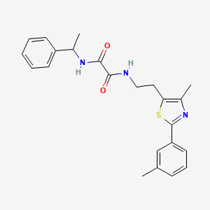 molecular formula C23H25N3O2S B2529345 N1-(2-(4-methyl-2-(m-tolyl)thiazol-5-yl)ethyl)-N2-(1-phenylethyl)oxalamide CAS No. 894019-08-0