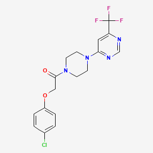 molecular formula C17H16ClF3N4O2 B2529347 2-(4-氯苯氧基)-1-(4-(6-(三氟甲基)嘧啶-4-基)哌嗪-1-基)乙酮 CAS No. 2034263-66-4