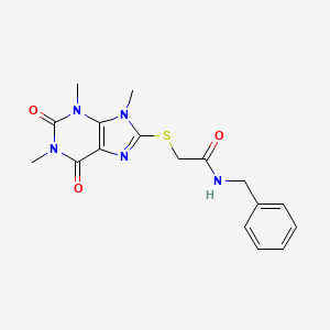 molecular formula C17H19N5O3S B2529353 N-benzyl-2-(1,3,9-trimethyl-2,6-dioxopurin-8-yl)sulfanylacetamide CAS No. 897453-50-8