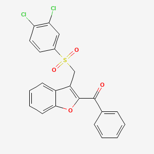 molecular formula C22H14Cl2O4S B2529360 (3-{[(3,4-Dichlorophenyl)sulfonyl]methyl}-1-benzofuran-2-yl)(phenyl)methanone CAS No. 338423-89-5