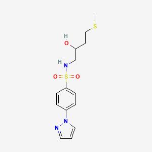 molecular formula C14H19N3O3S2 B2529368 N-(2-Hydroxy-4-methylsulfanylbutyl)-4-pyrazol-1-ylbenzenesulfonamide CAS No. 2320466-15-5