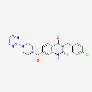 molecular formula C24H21ClN6O2S B2529419 3-[(4-chlorophenyl)methyl]-7-(4-pyrimidin-2-ylpiperazine-1-carbonyl)-2-sulfanylidene-1H-quinazolin-4-one CAS No. 422283-41-8