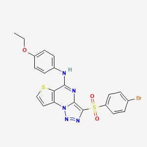 molecular formula C21H16BrN5O3S2 B2529421 3-[(4-bromophenyl)sulfonyl]-N-(4-ethoxyphenyl)thieno[2,3-e][1,2,3]triazolo[1,5-a]pyrimidin-5-amine CAS No. 892750-72-0