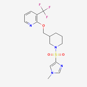 molecular formula C16H19F3N4O3S B2529436 2-({1-[(1-methyl-1H-imidazol-4-yl)sulfonyl]piperidin-3-yl}methoxy)-3-(trifluoromethyl)pyridine CAS No. 2380040-58-2