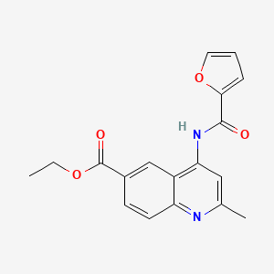 molecular formula C18H16N2O4 B2529528 ETHYL 4-(FURAN-2-AMIDO)-2-METHYLQUINOLINE-6-CARBOXYLATE CAS No. 953854-67-6
