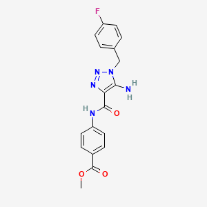 molecular formula C18H16FN5O3 B2529532 methyl 4-{5-amino-1-[(4-fluorophenyl)methyl]-1H-1,2,3-triazole-4-amido}benzoate CAS No. 899973-27-4