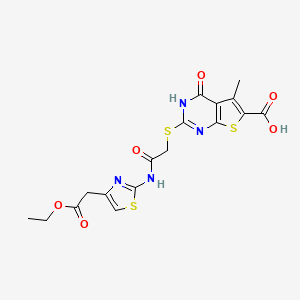 2-((2-((4-(2-Ethoxy-2-oxoethyl)thiazol-2-yl)amino)-2-oxoethyl)thio)-5-methyl-4-oxo-3,4-dihydrothieno[2,3-d]pyrimidine-6-carboxylic acid