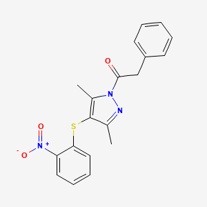 1-(3,5-dimethyl-4-((2-nitrophenyl)thio)-1H-pyrazol-1-yl)-2-phenylethanone